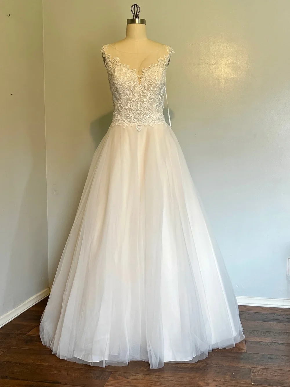 Blush Lace A-Line Wedding Dress